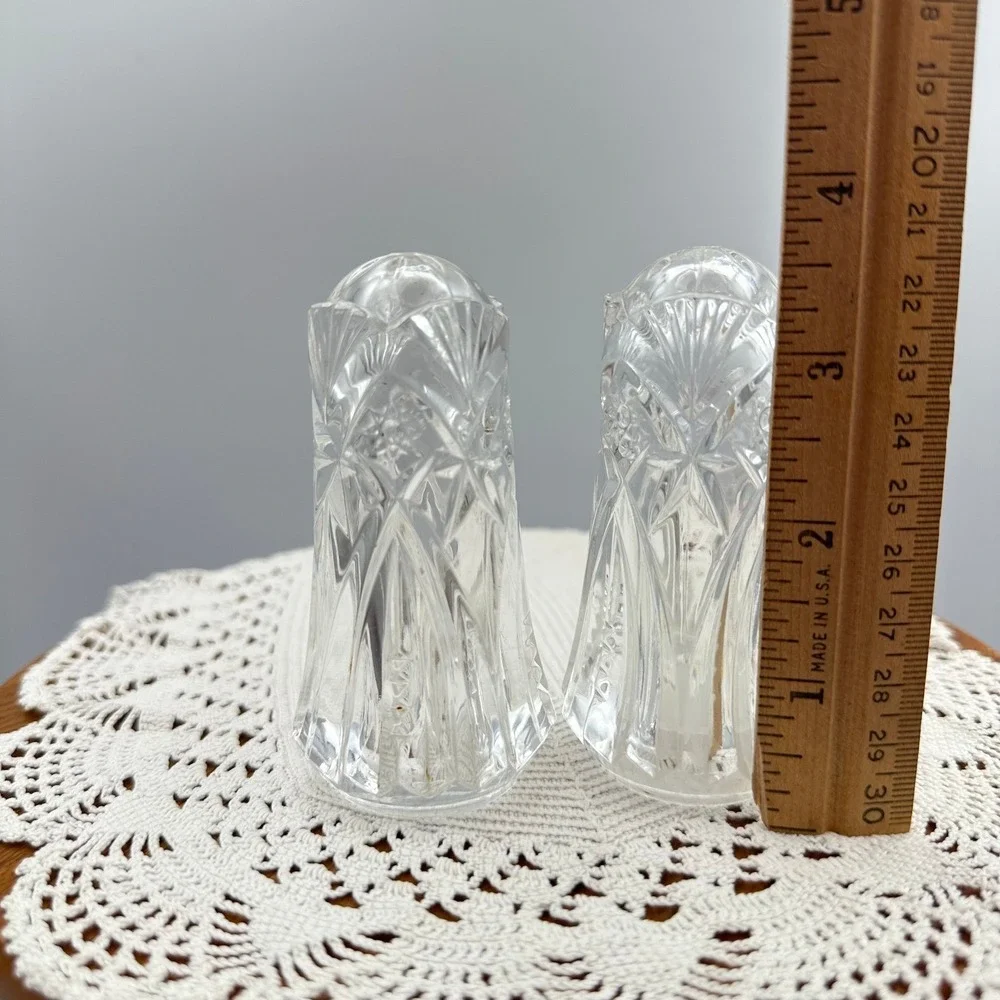Vintage Clear Pressed Glass Salt and Pepper Shakers Starburst Diamond Pattern